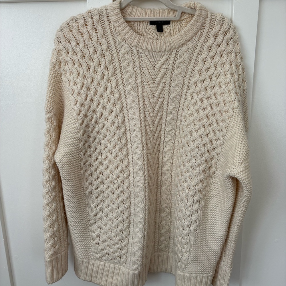 J. Crew Cream Cable Knit Sweater wool